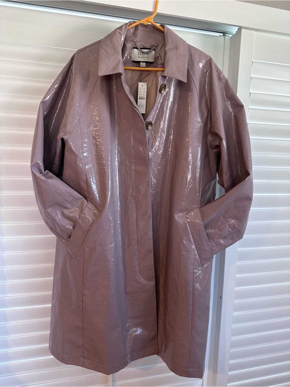 J. Crew Glossy Lavender Trench Coat